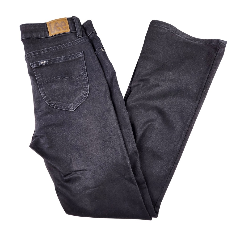 Lee Jeans Womens 10 M (32x31) Black Dark Wash Bootcut Stretch Denim Mid Rise